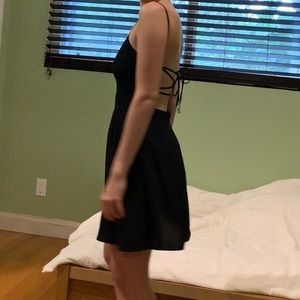 Mango black mini dress with back ties